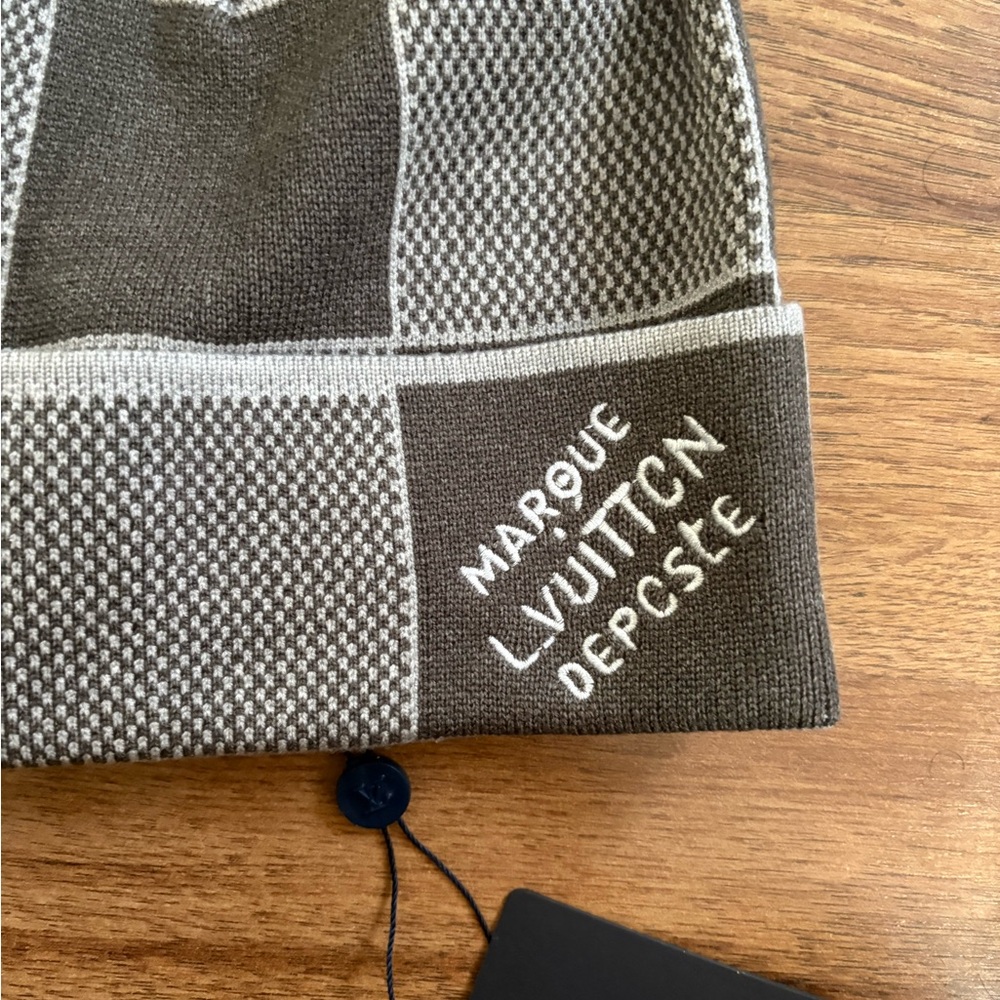 Louis Vuitton Brown and Cream Checkered Beanie
